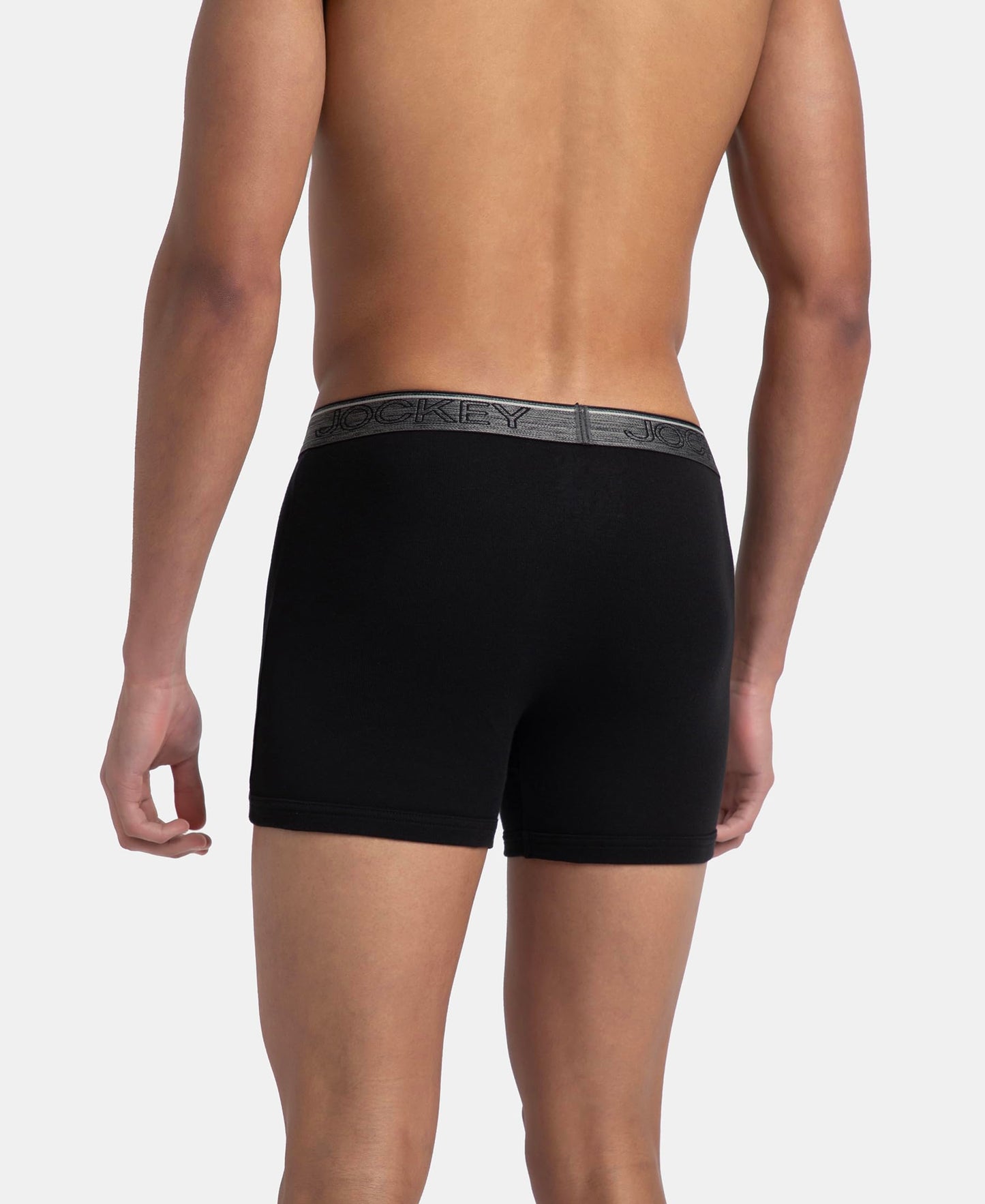 Jockey 8009 Men's Super Combed Cotton Rib Solid Boxer Brief with Ultrasoft Waistband (Pack of 3)