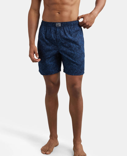 Jockey US57 Men's Super Combed Mercerized Cotton Woven Printed Boxer Shorts with Side Pocket (Pack of 2_Prints May Vary)