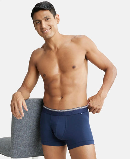 Jockey US60 Men's Super Combed Cotton Elastane Stretch Solid Trunk with Ultrasoft Waistband