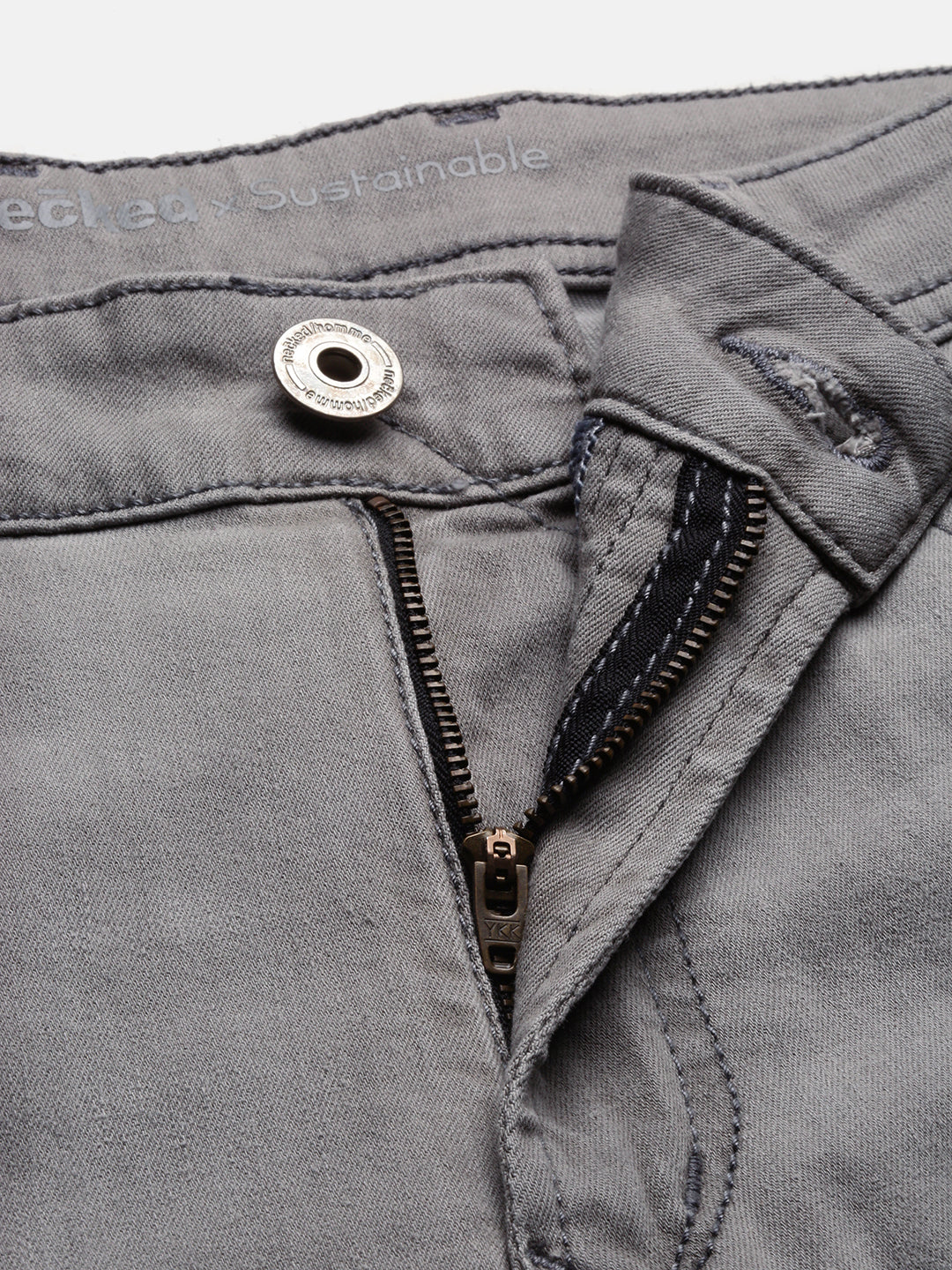 Necked Vintage Gray Skinny Stretchable Jeans