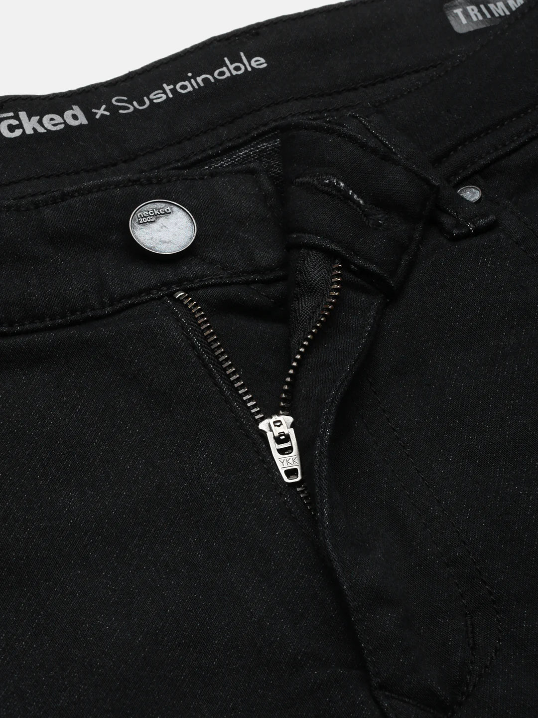 Necked Black Strait Fit Stretchable Jeans