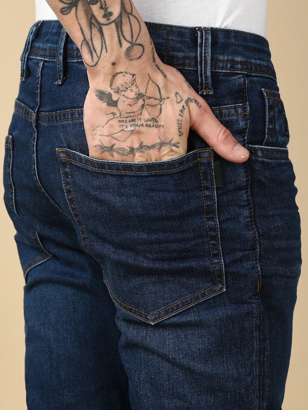 Necked Mild Blue Slim Fit Stretchable Jeans