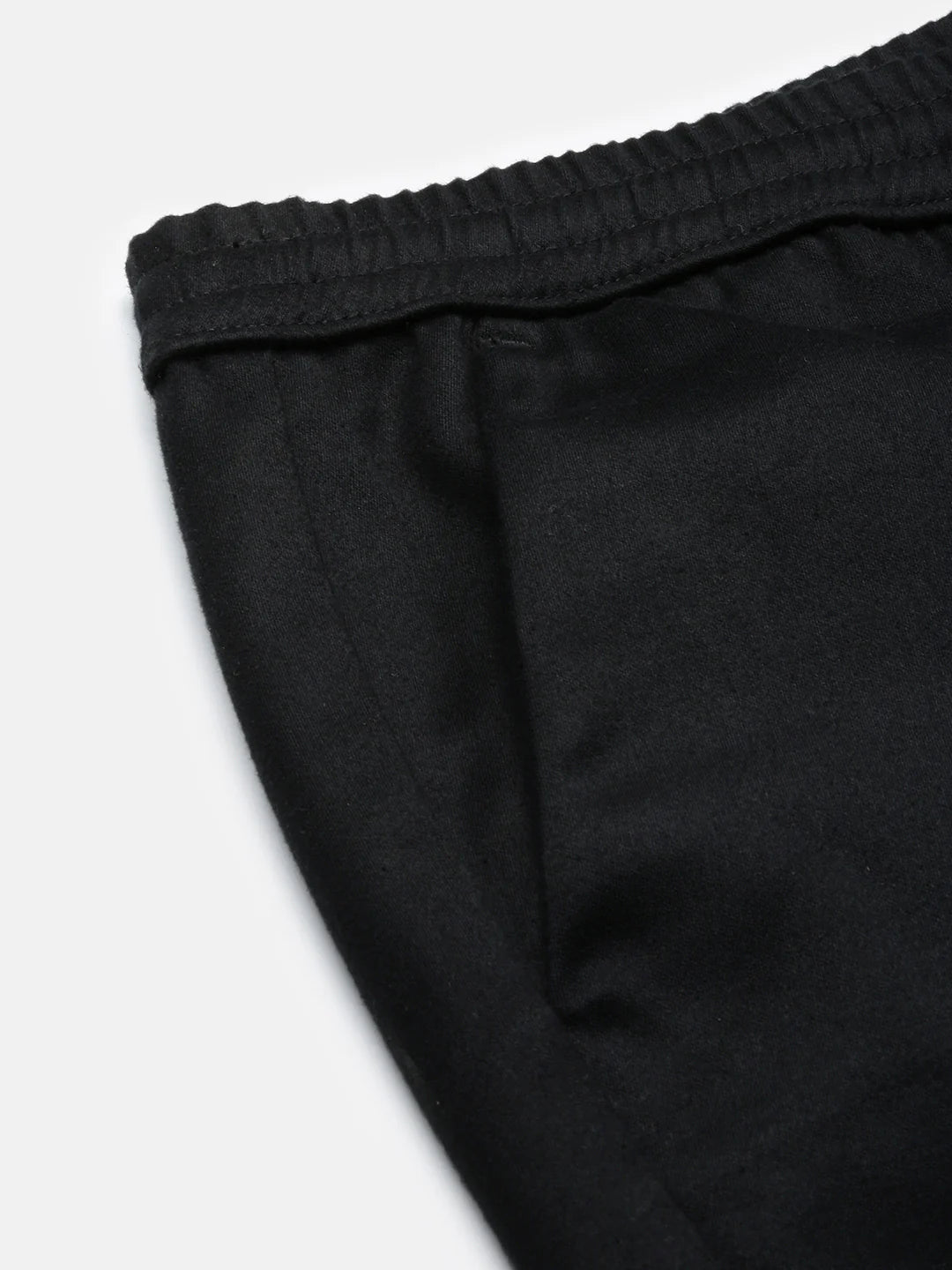 Necked Black Slim Fit Cotton Pants