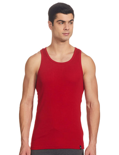 Jockey 9922 Men's Super Combed Cotton Rib Slim Fit Racer Back Styling Round Neck Gym Vest