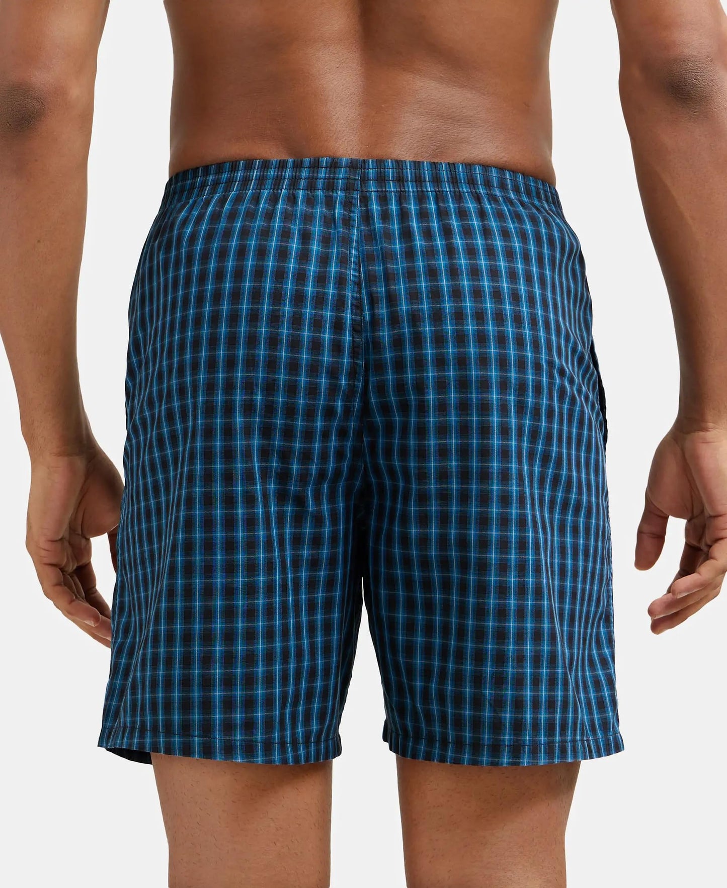 Jockey 1223 Men's Super Combed Mercerized Cotton Woven Checkered Boxer Shorts with Side Pocket (Pack of 2)