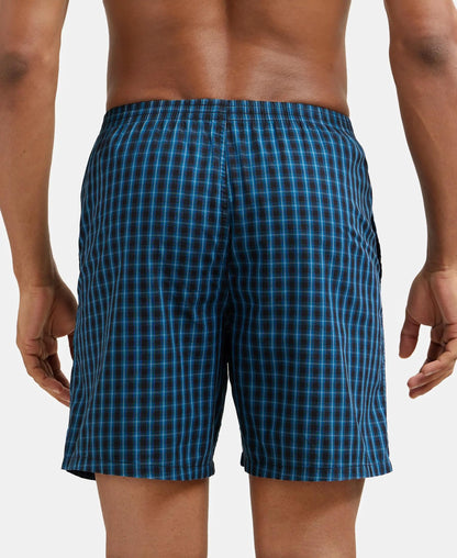 Jockey 1223 Men's Super Combed Mercerized Cotton Woven Checkered Boxer Shorts with Side Pocket (Pack of 2)