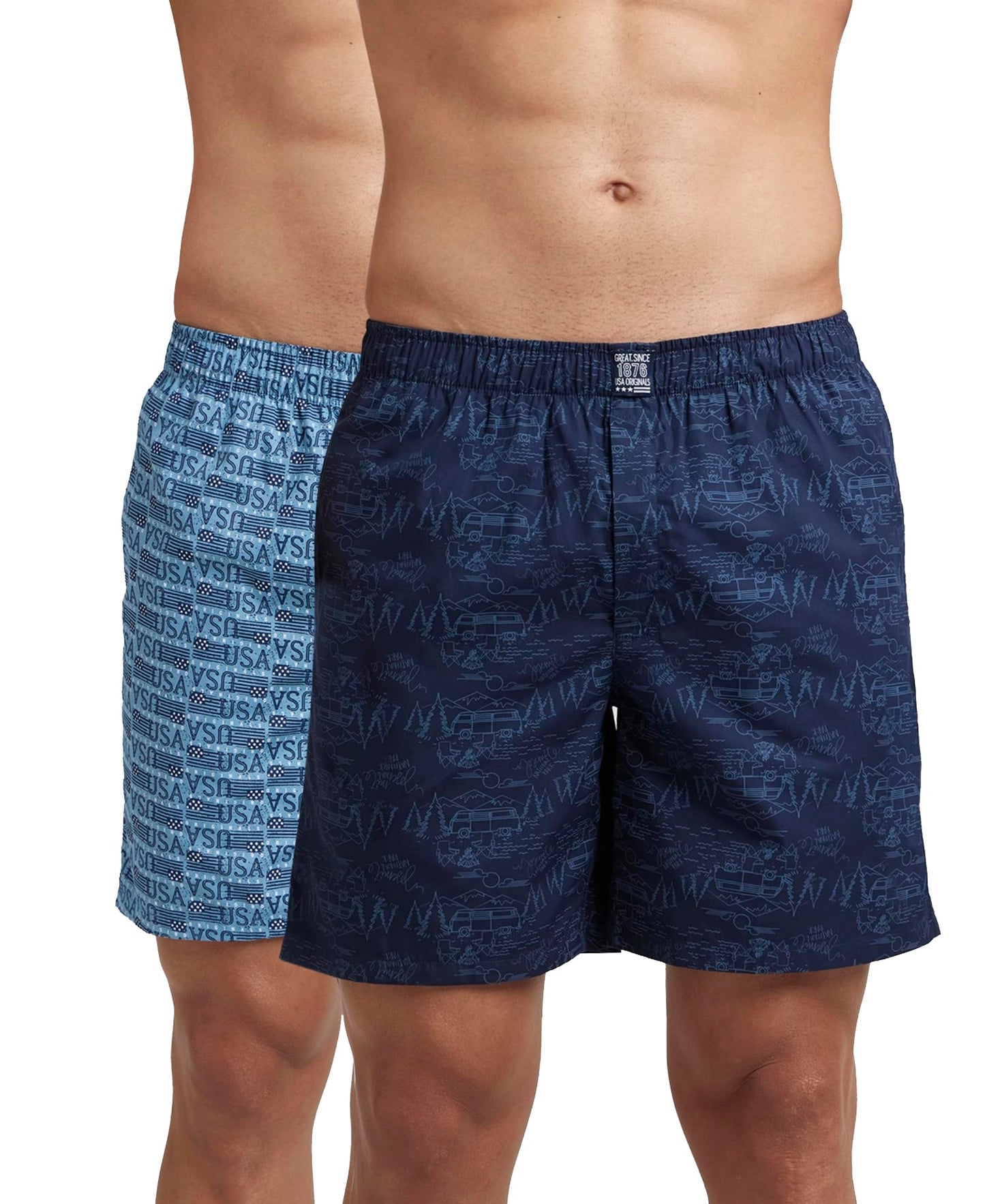 Jockey US57 Men's Super Combed Mercerized Cotton Woven Printed Boxer Shorts with Side Pocket (Pack of 2_Prints May Vary)