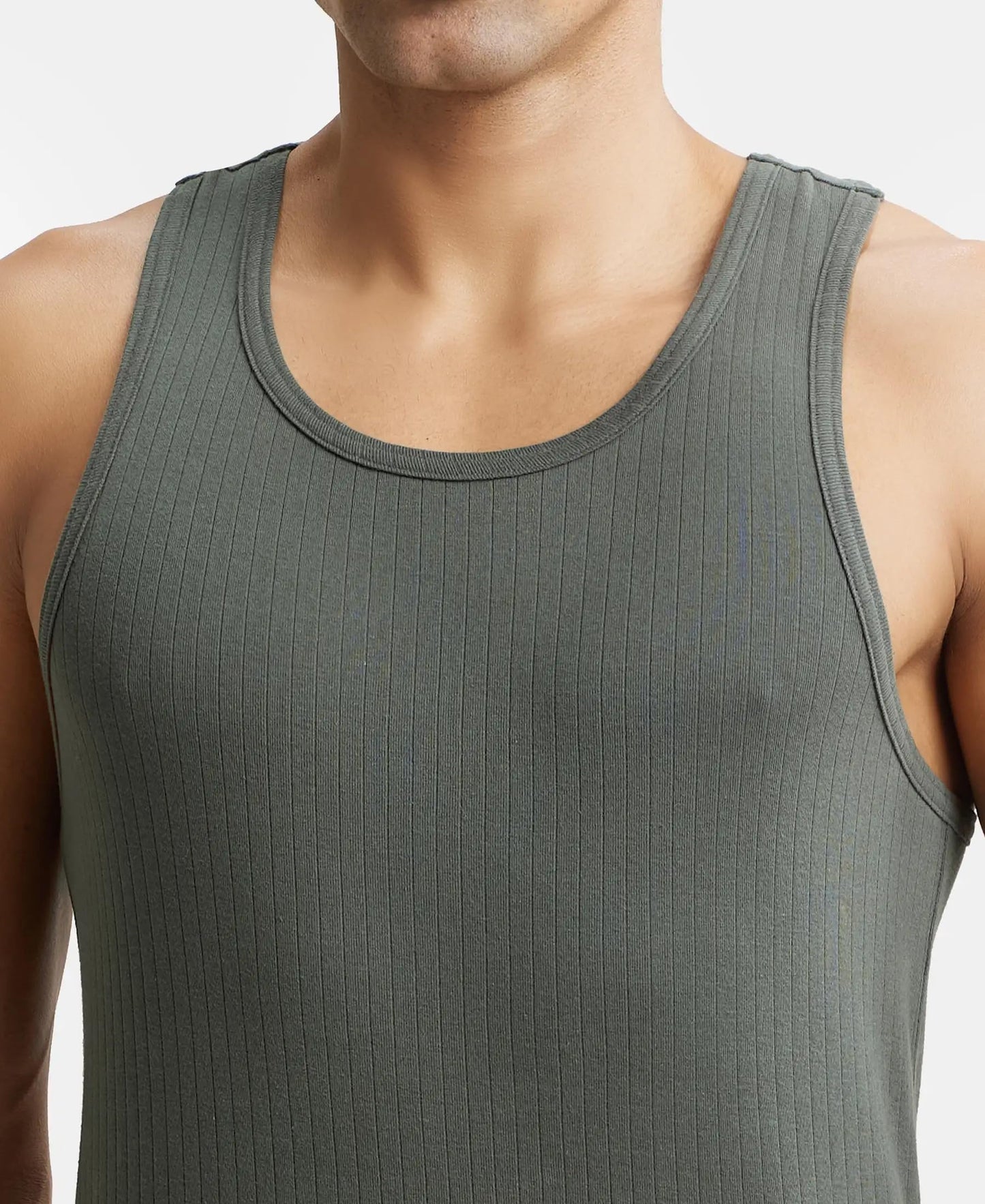 Jockey 9922 Men's Super Combed Cotton Rib Slim Fit Racer Back Styling Round Neck Gym Vest