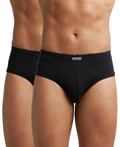 Jockey 1009 Men's Super Combed Cotton Rib Solid Brief with Stay Fresh Properties (Pack of 2)