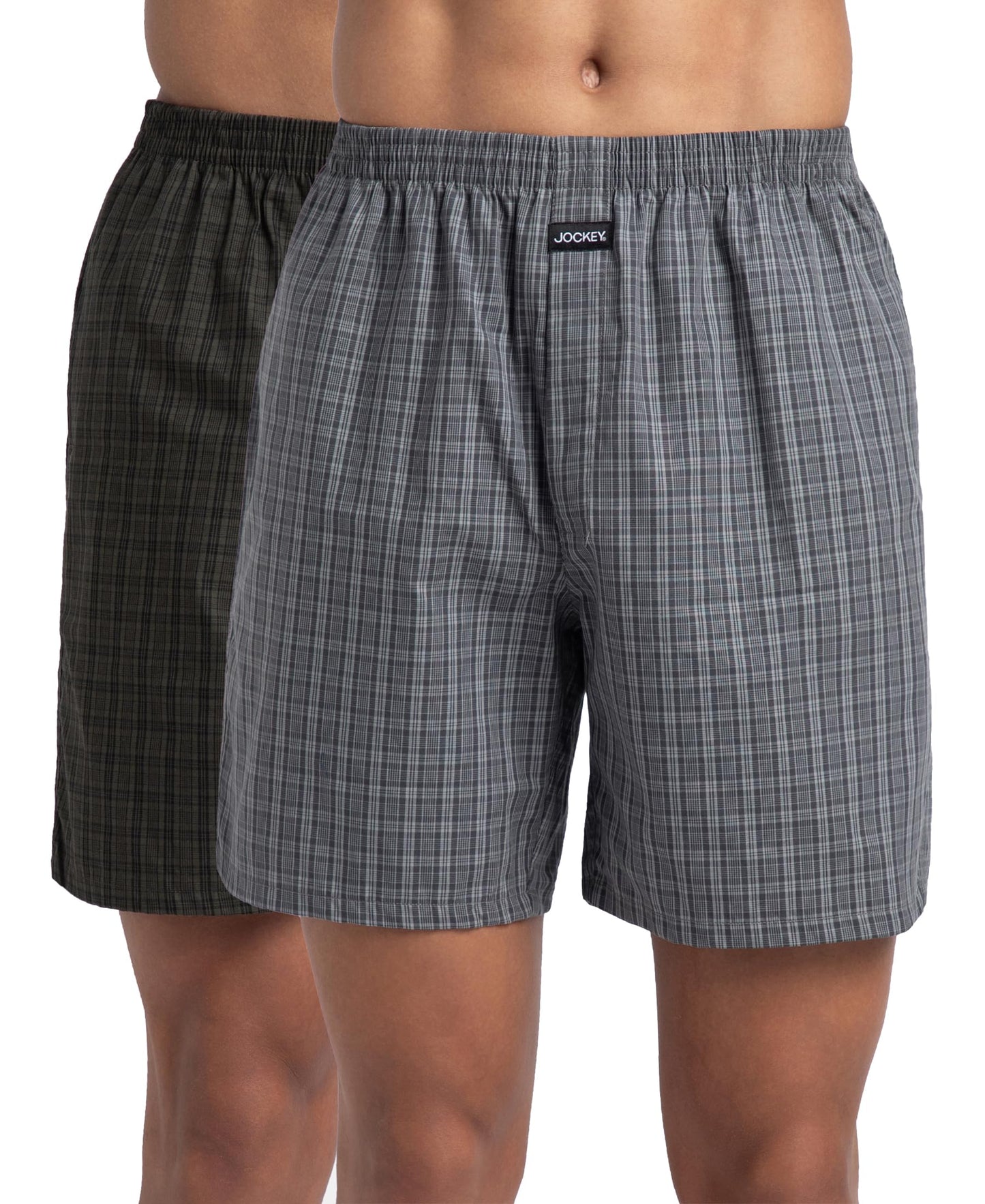 Jockey 1223 Men's Super Combed Mercerized Cotton Woven Checkered Boxer Shorts with Side Pocket (Pack of 2)
