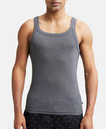 Jockey US26 Men's Super Combed Cotton Rib Square Neckline Gym Vest