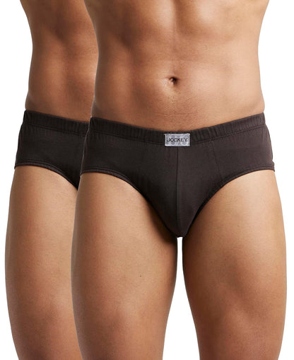 Jockey 8035 Men's Super Combed Cotton Solid Poco Brief with Ultrasoft Concealed Waistband (Pack of 2)