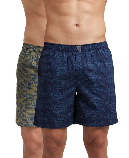 Jockey US57 Men's Super Combed Mercerized Cotton Woven Printed Boxer Shorts with Side Pocket (Pack of 2_Prints May Vary)