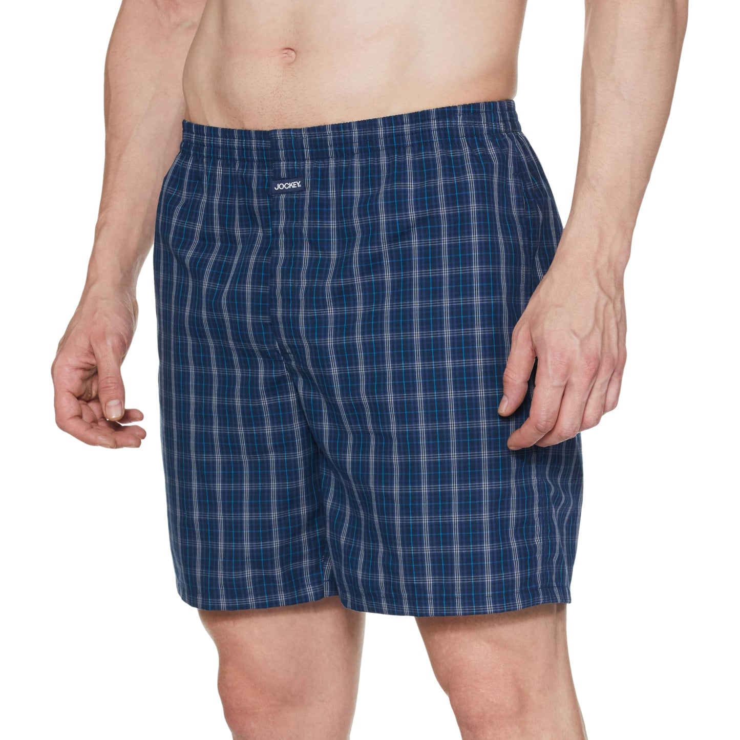 Jockey 1223 Men's Super Combed Mercerized Cotton Woven Checkered Boxer Shorts with Side Pocket (Pack of 2)