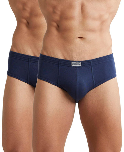 Jockey 1009 Men's Super Combed Cotton Rib Solid Brief with Stay Fresh Properties (Pack of 2)