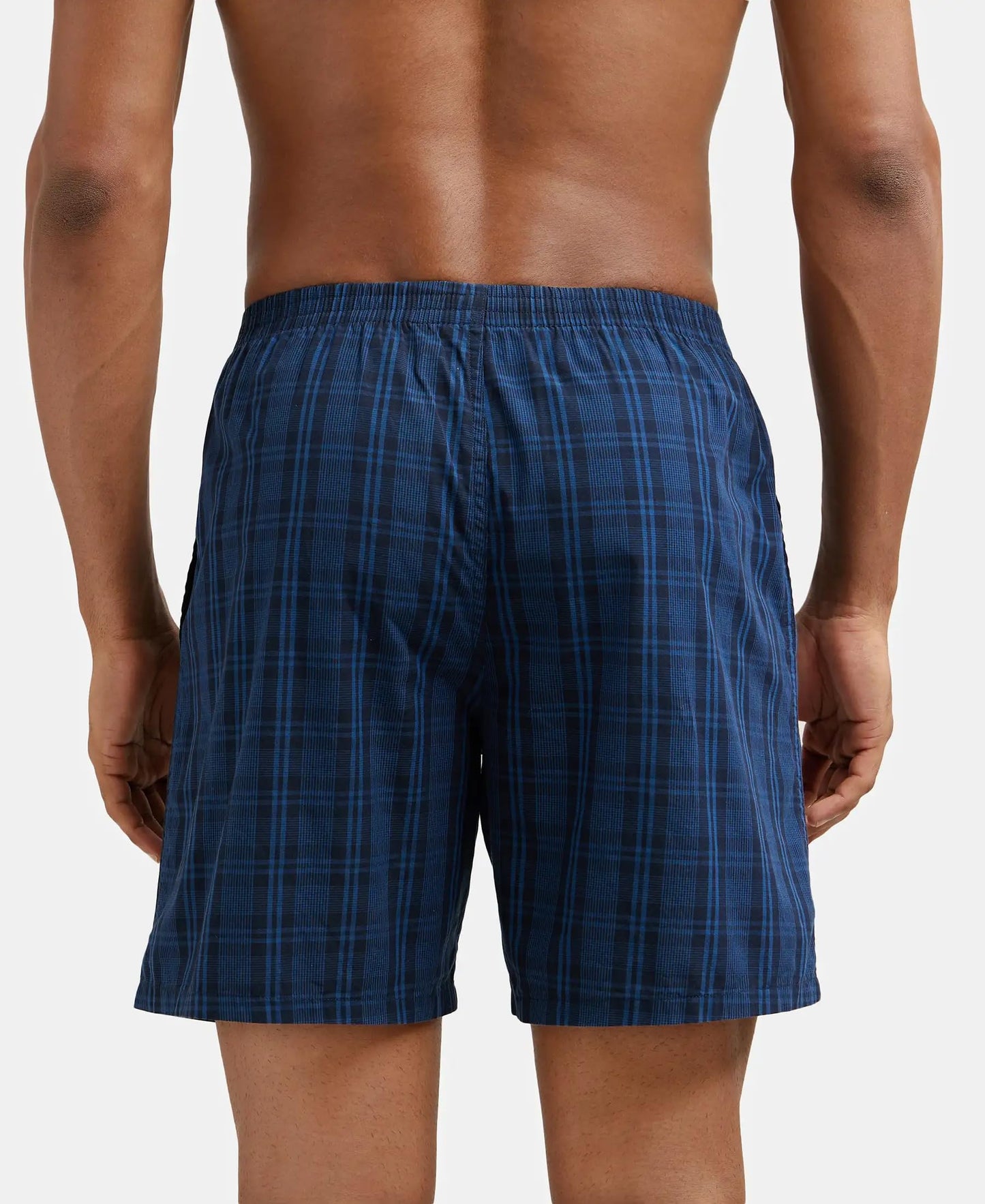 Jockey 1223 Men's Super Combed Mercerized Cotton Woven Checkered Boxer Shorts with Side Pocket (Pack of 2)