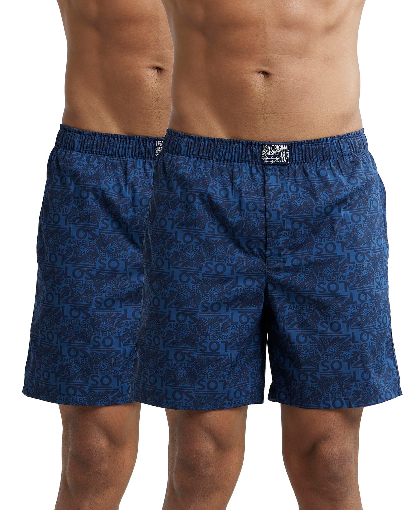 Jockey US57 Men's Super Combed Mercerized Cotton Woven Printed Boxer Shorts with Side Pocket (Pack of 2_Prints May Vary)