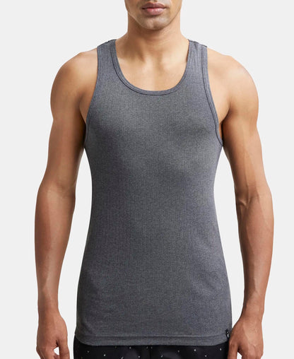 Jockey 9922 Men's Super Combed Cotton Rib Slim Fit Racer Back Styling Round Neck Gym Vest