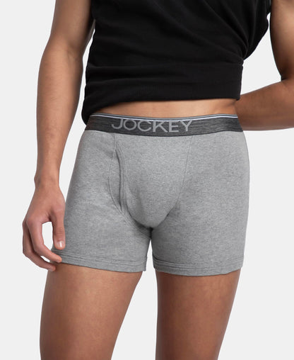 Jockey 8009 Men's Super Combed Cotton Rib Solid Boxer Brief with Ultrasoft Waistband (Pack of 3)