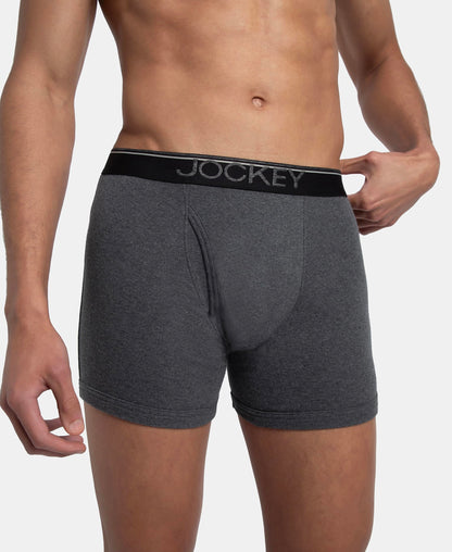 Jockey 8009 Men's Super Combed Cotton Rib Solid Boxer Brief with Ultrasoft Waistband (Pack of 3)