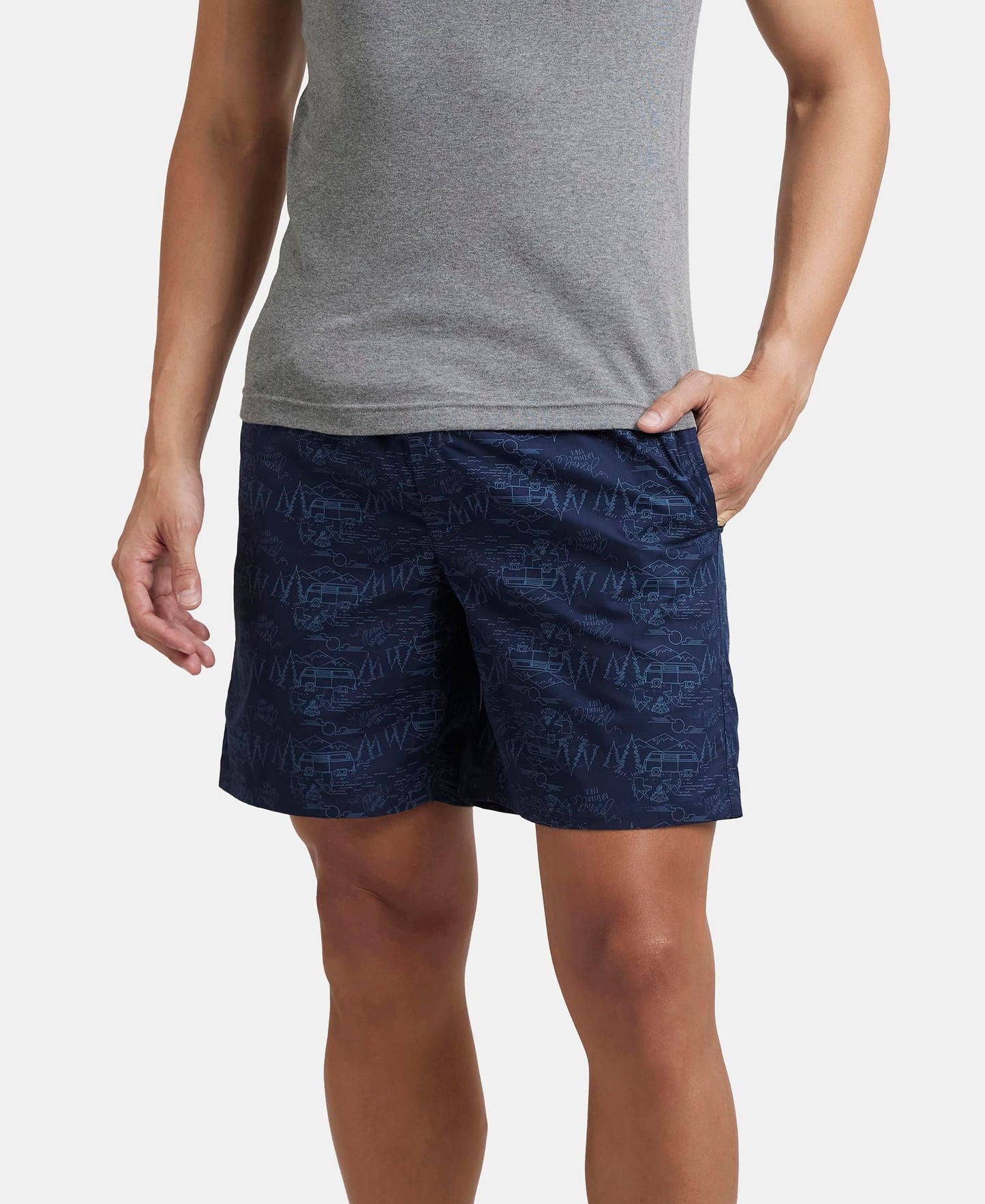 Jockey US57 Men's Super Combed Mercerized Cotton Woven Printed Boxer Shorts with Side Pocket (Pack of 2_Prints May Vary)