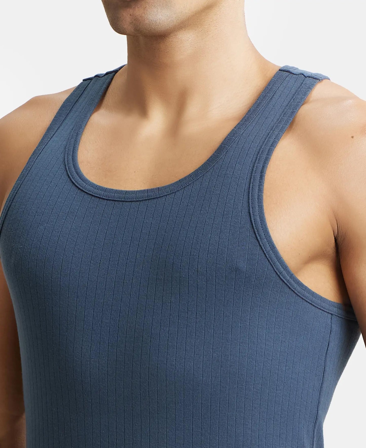 Jockey 9922 Men's Super Combed Cotton Rib Slim Fit Racer Back Styling Round Neck Gym Vest