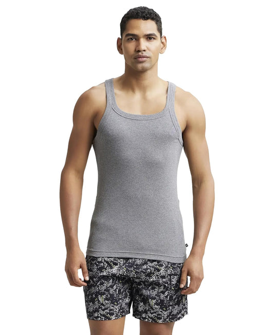 Jockey US26 Men's Super Combed Cotton Rib Square Neckline Gym Vest