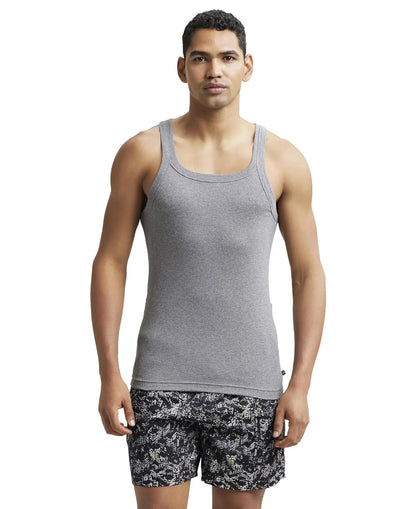 Jockey US26 Men's Super Combed Cotton Rib Square Neckline Gym Vest