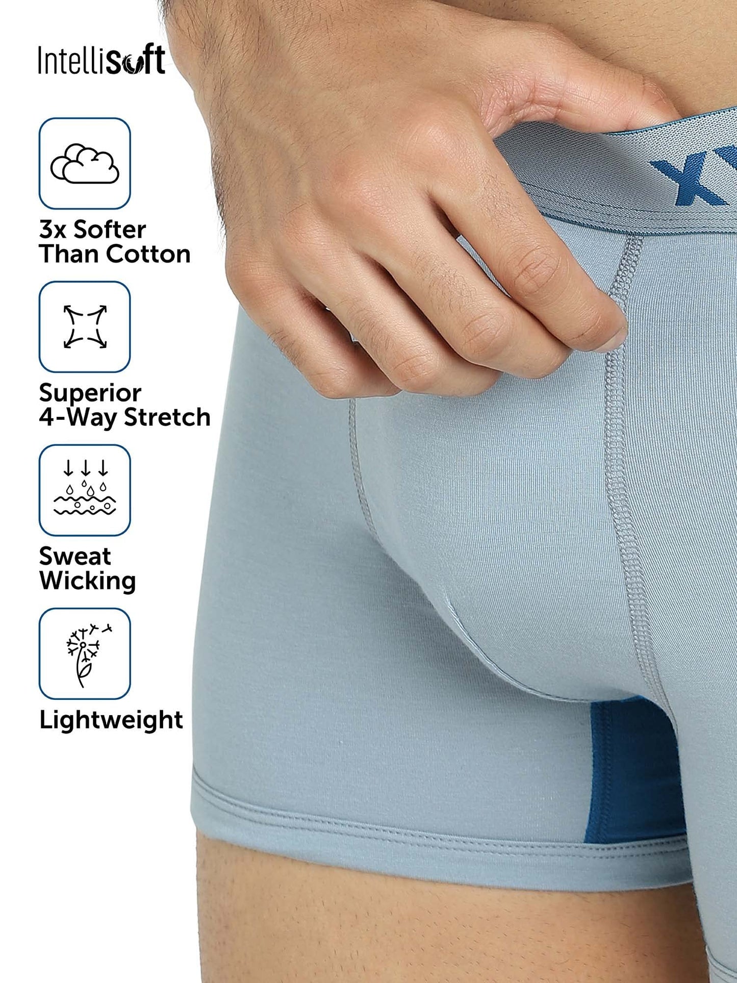 XYXX Men's Dualist Micromodal Regular Fit Colorblock Antimicrobial Trunk with No Marks Waistband (Pack of 2)