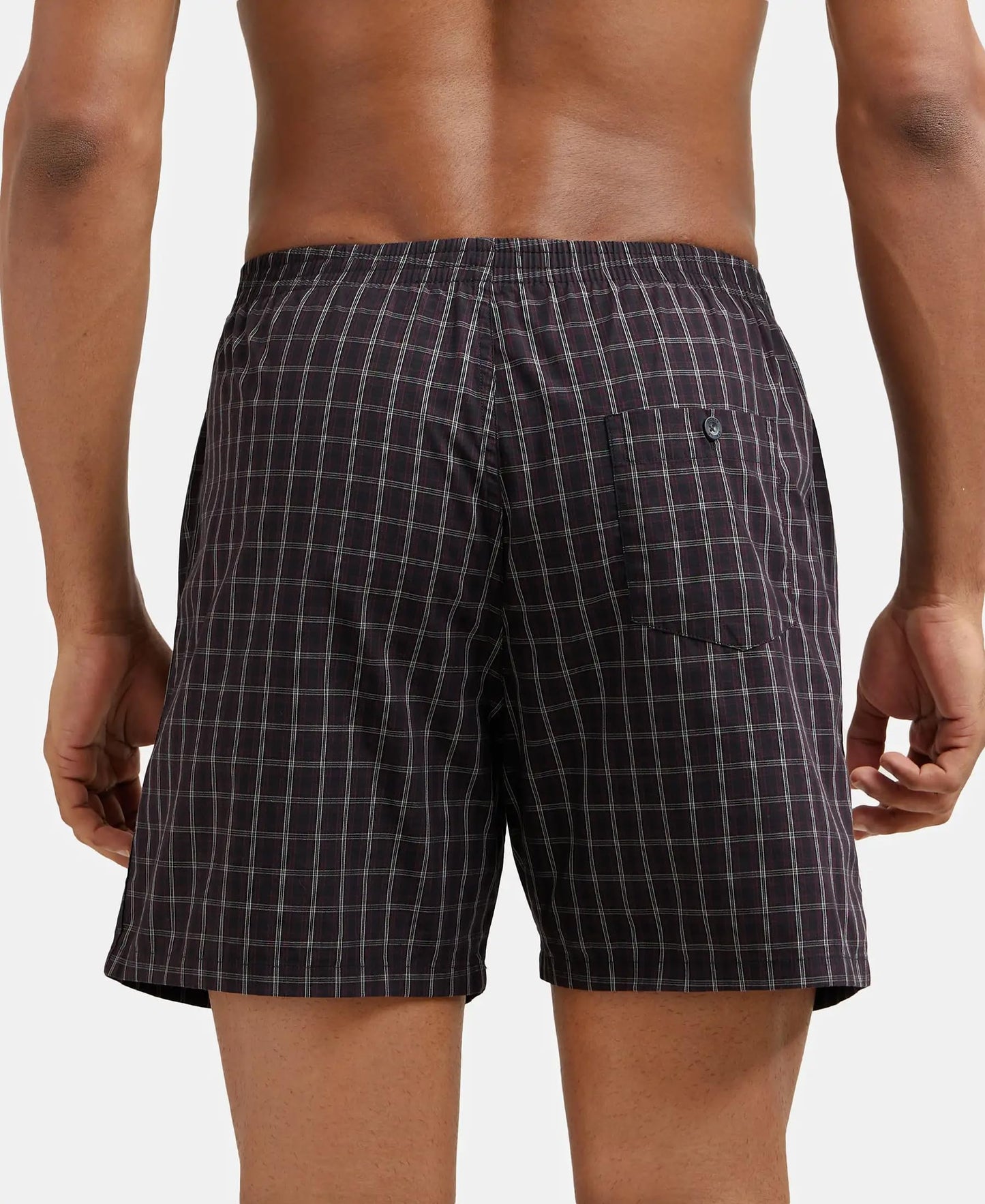 Jockey 1223 Men's Super Combed Mercerized Cotton Woven Checkered Boxer Shorts with Side Pocket (Pack of 2)