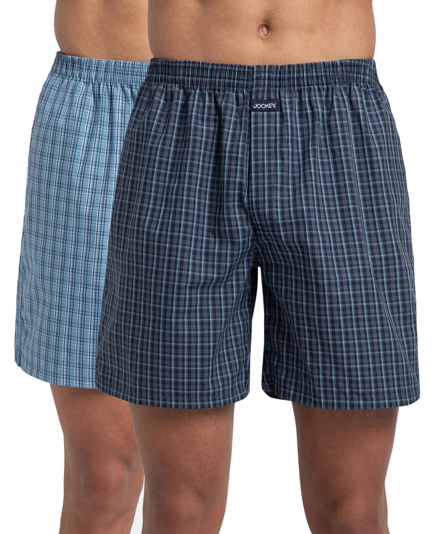 Jockey 1223 Men's Super Combed Mercerized Cotton Woven Checkered Boxer Shorts with Side Pocket (Pack of 2)
