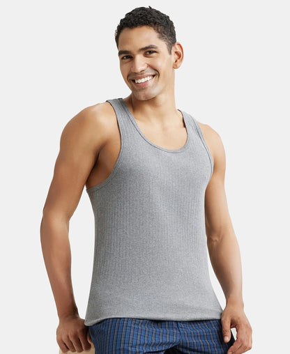 Jockey 9922 Men's Super Combed Cotton Rib Slim Fit Racer Back Styling Round Neck Gym Vest