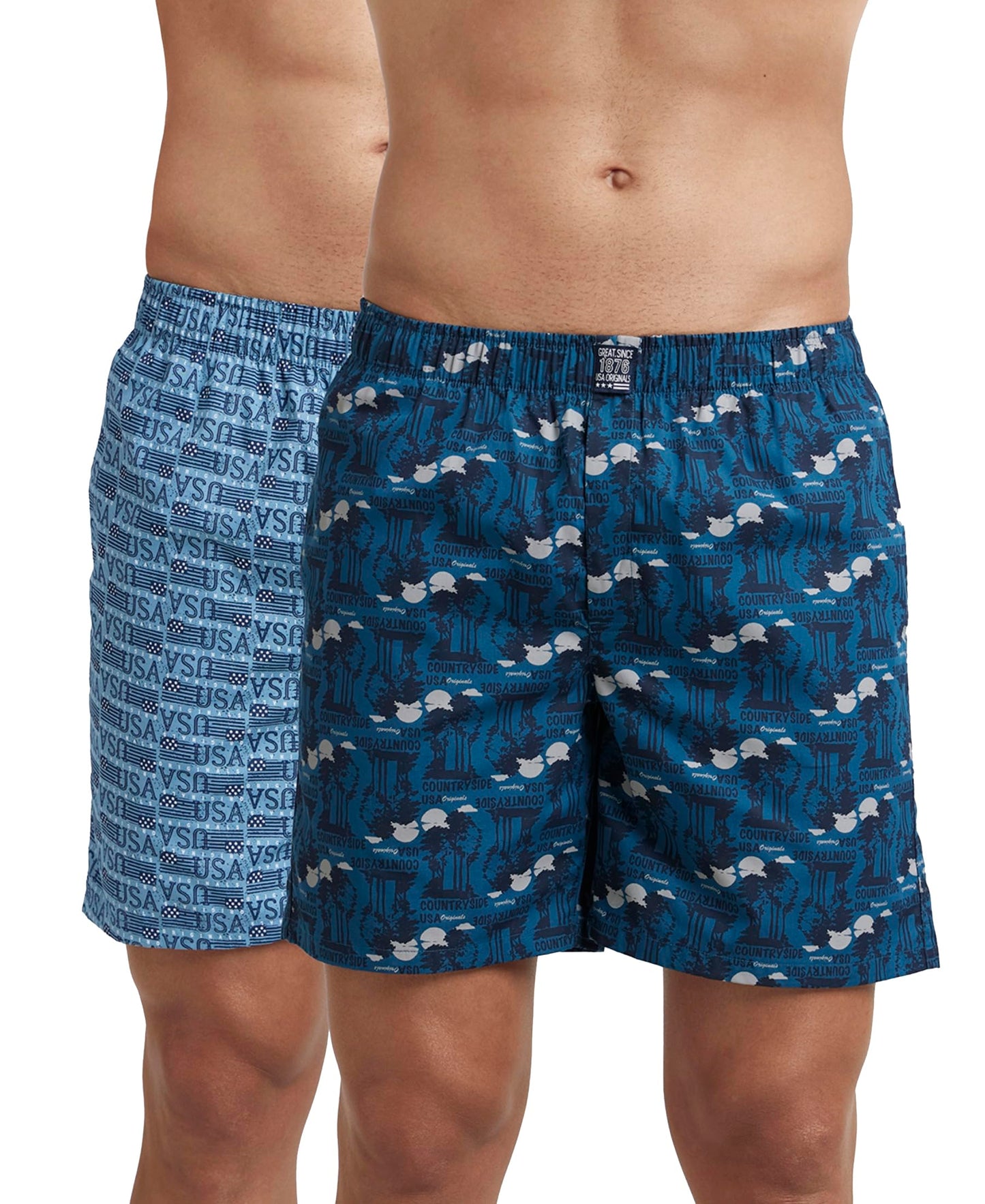 Jockey US57 Men's Super Combed Mercerized Cotton Woven Printed Boxer Shorts with Side Pocket (Pack of 2_Prints May Vary)