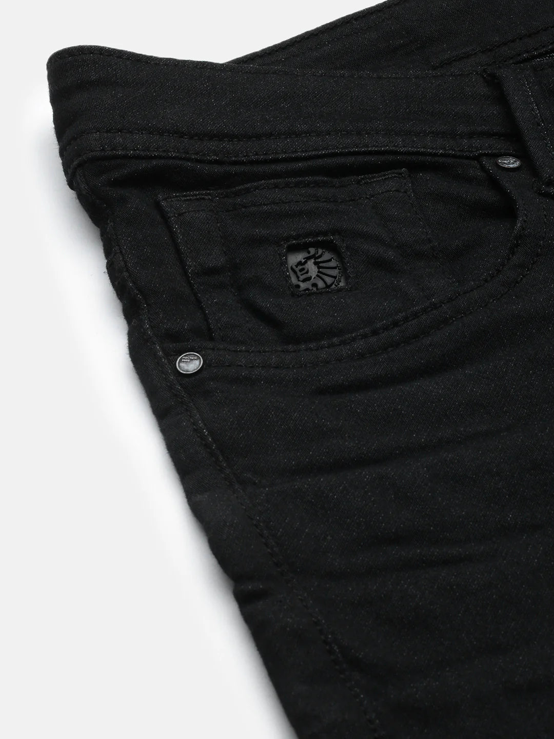 Necked Black Strait Fit Stretchable Jeans