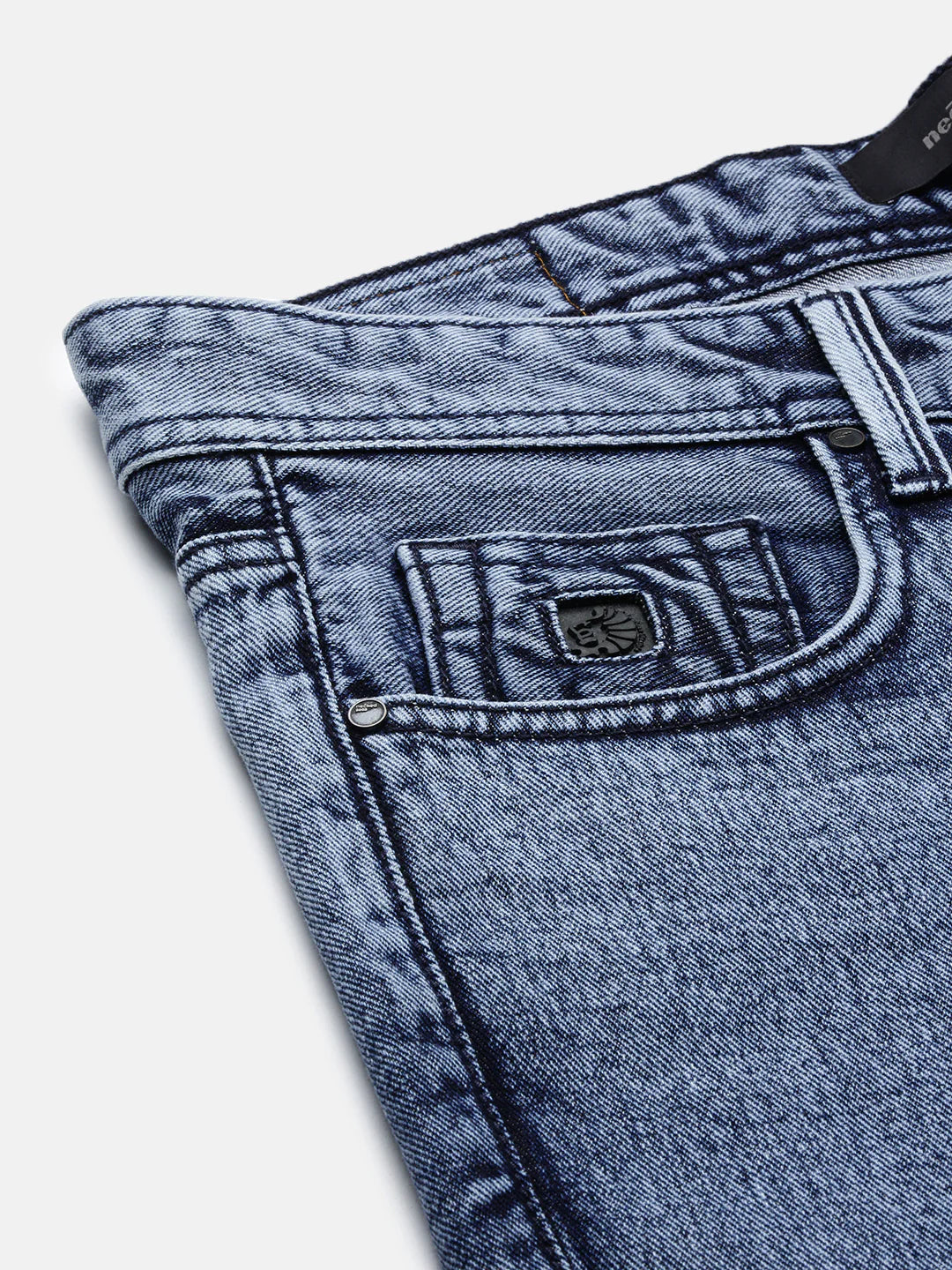 Necked Vintage Blue Loose Fit Jeans