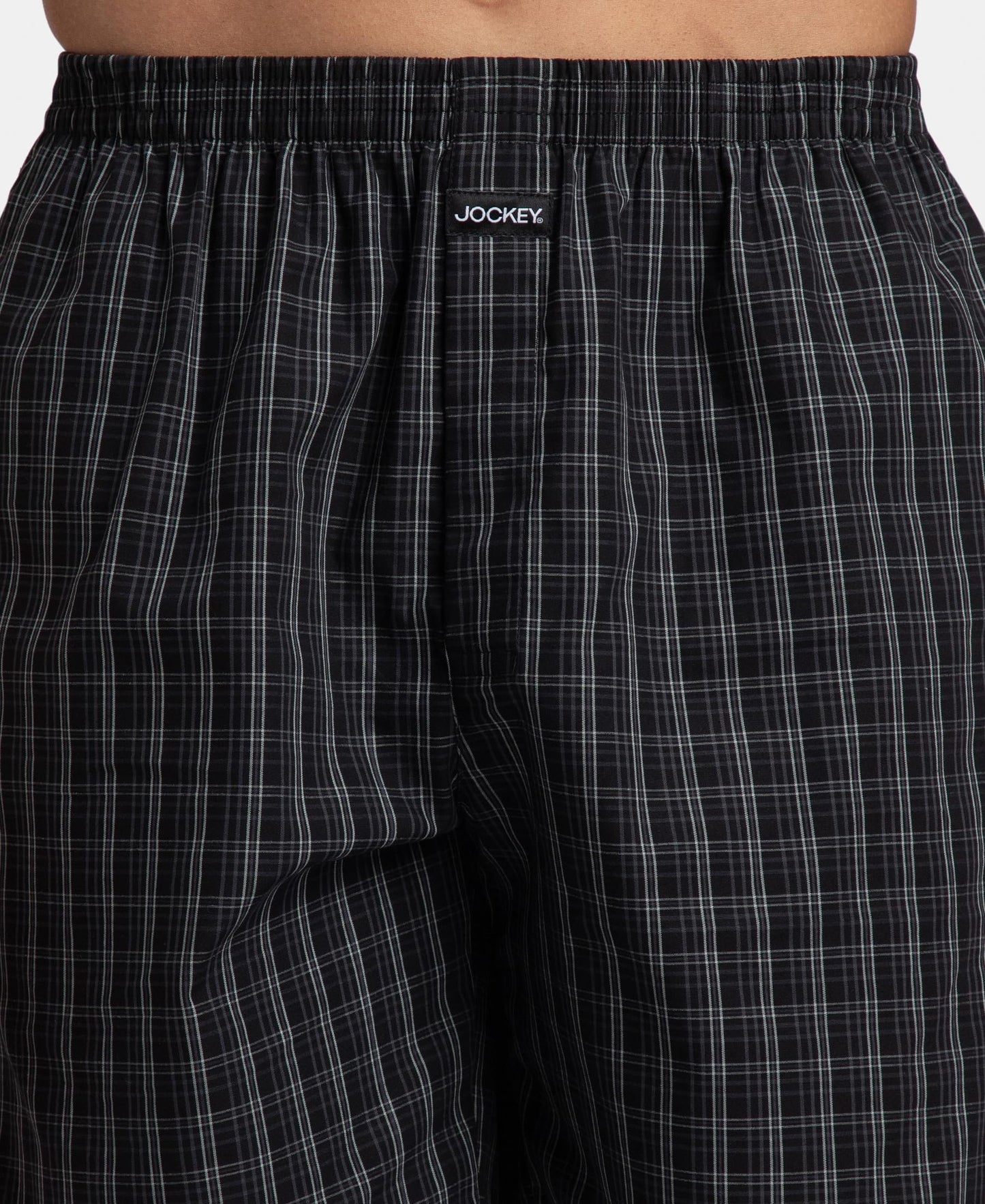 Jockey 1223 Men's Super Combed Mercerized Cotton Woven Checkered Boxer Shorts with Side Pocket (Pack of 2)