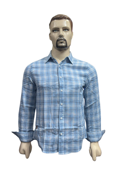 Premium Light Checked Cotton Shirt for Men – Full Sleeves | Stylish Formal & Casual Wear