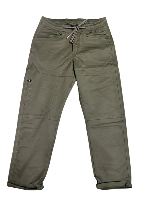 Men's Olive Green Baggy Fit Cargo Joggers with Drawstring Waist
