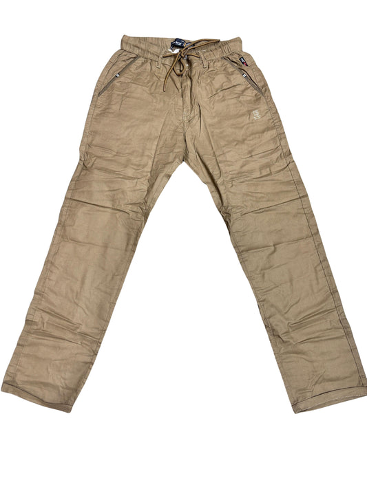 Men's Casual Khaki Jogger Pants with Zipper Pockets