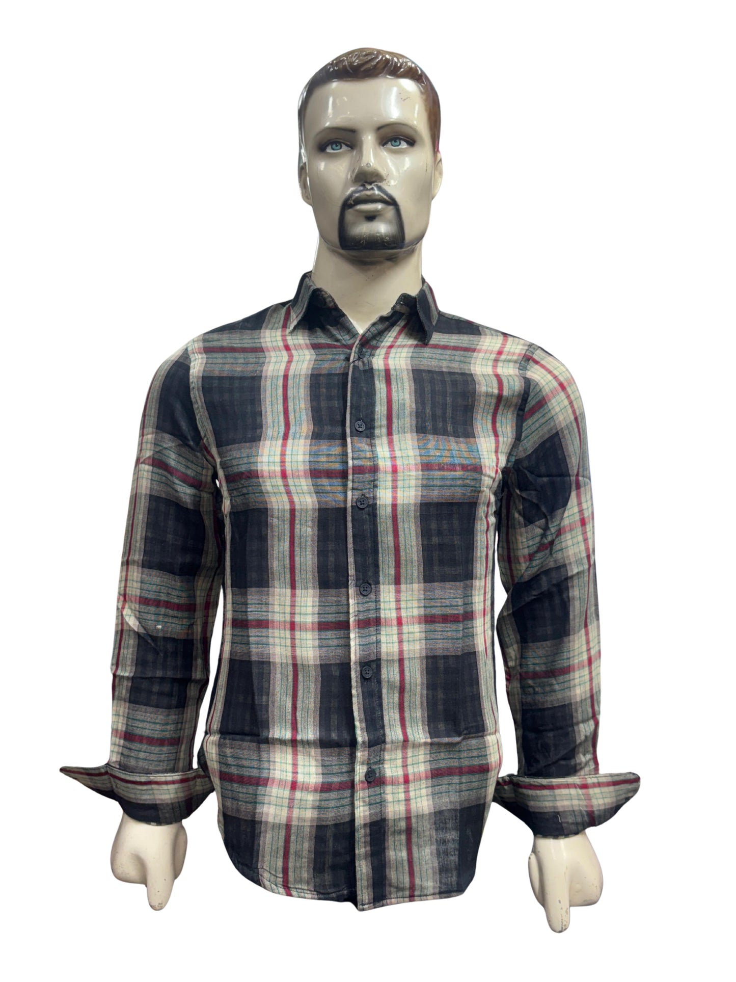 Stylish Plaid Shirts for Men – Casual and Comfortable Long Sleeve Button-Down Tops in Red & Navy