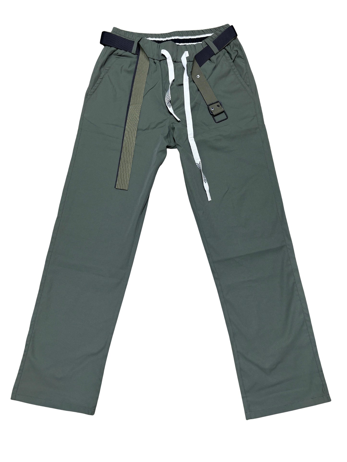 Men’s Loose Fit Track Pants with Dual Belt – Available in Olive, Beige & Navy