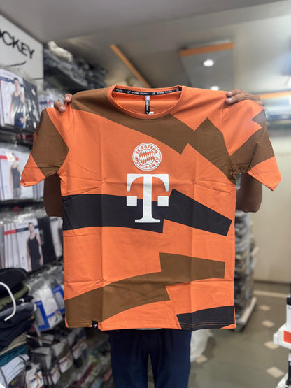 FC Bayern Munich Inspired Fan Jersey T-Shirts – Green & Orange | Stylish Casual Football Tees for Men