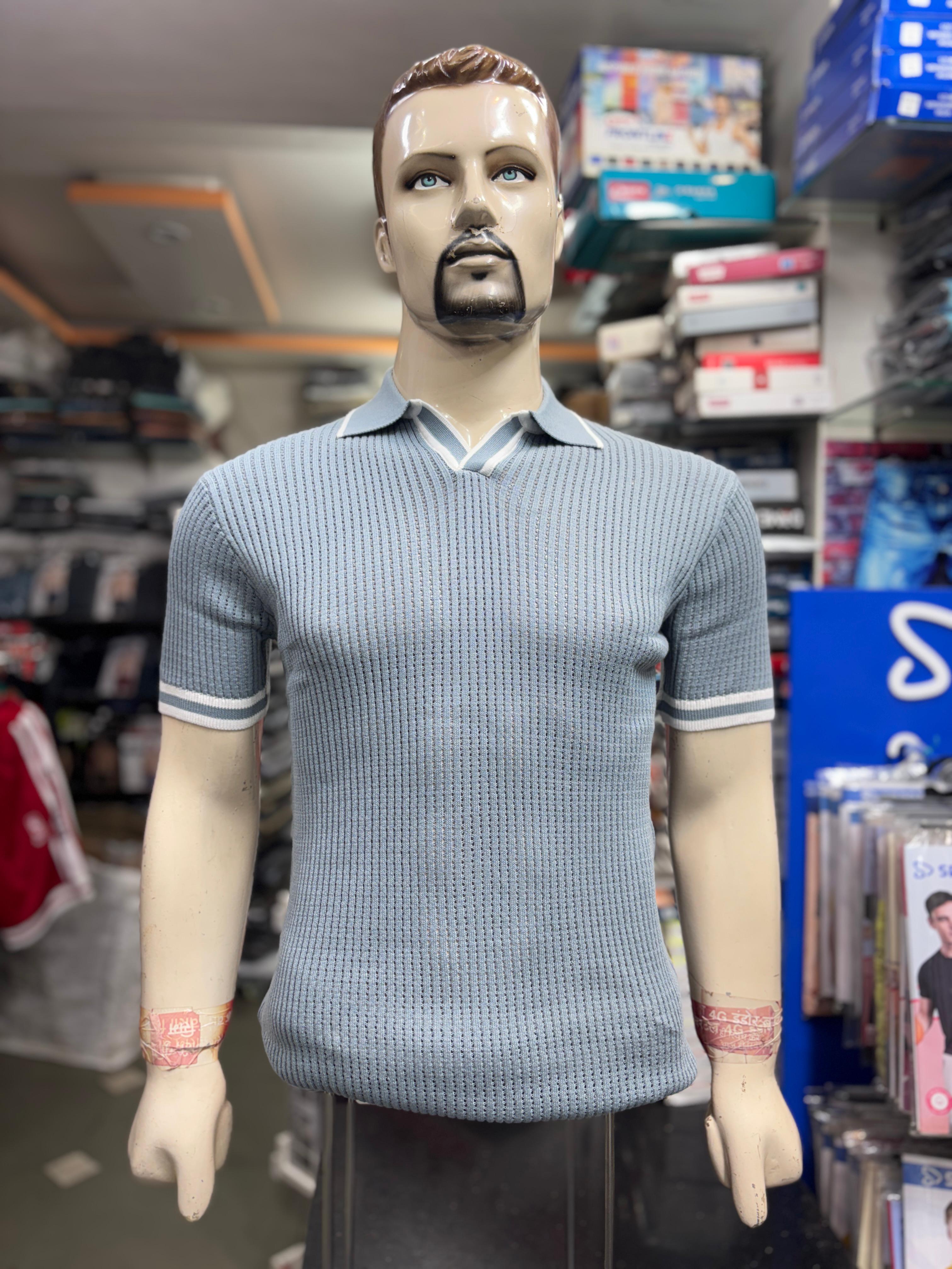 Men's V-Neck Ribbed Polo