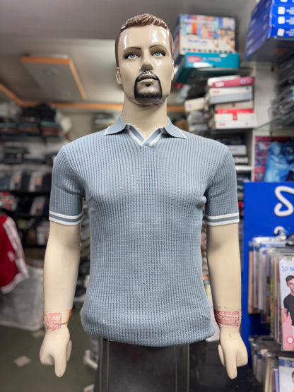 Men's V-Neck Ribbed Polo