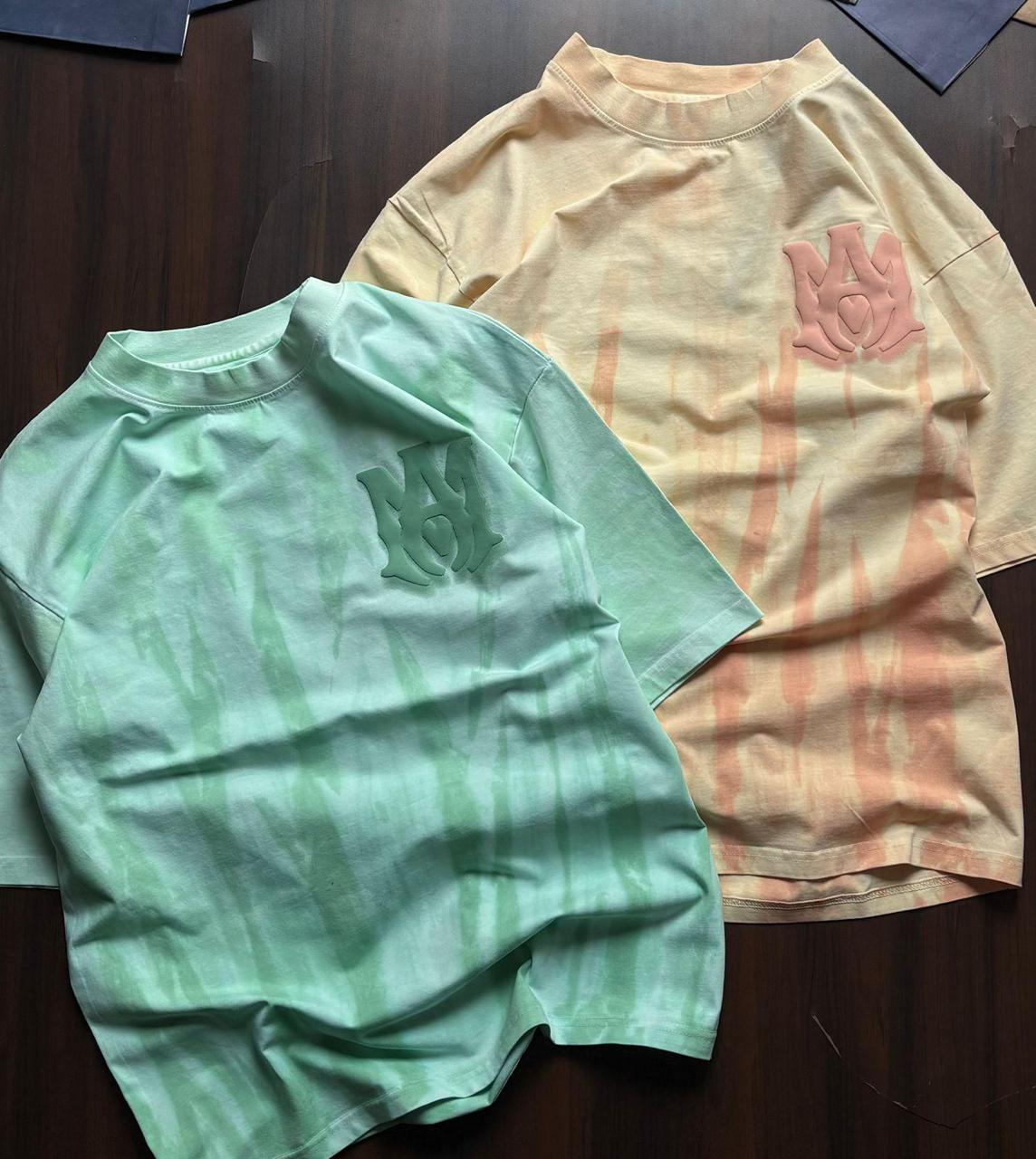 Exclusive AMIRI Tie-Dye T-Shirts – Premium Cotton Tees with Bold Logo Print in Pastel Shades