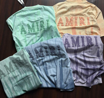 Exclusive AMIRI Tie-Dye T-Shirts – Premium Cotton Tees with Bold Logo Print in Pastel Shades