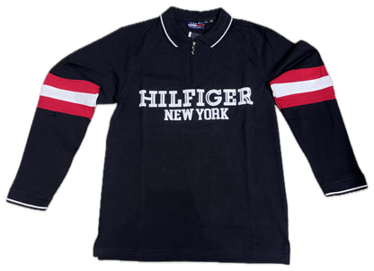 Tommy Hilfiger Inspired | "HILFIGER NEW YORK" Half-Zip Polo T-Shirt