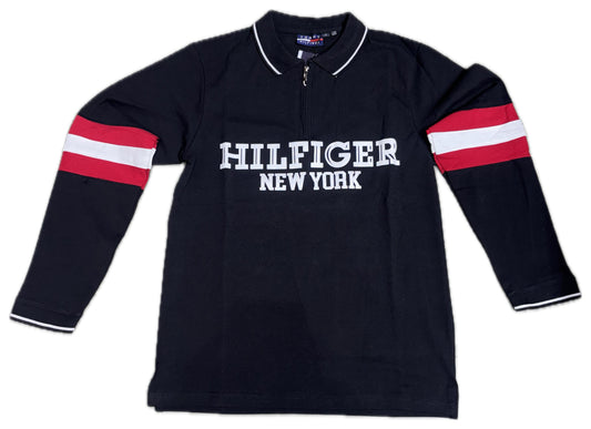 Tommy Hilfiger Inspired | "HILFIGER NEW YORK" Half-Zip Polo T-Shirt