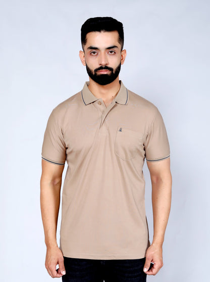 Men's Rich Brown Polo T-Shirt with Pocket | Soft Cotton Blend | Casual & Smart Look