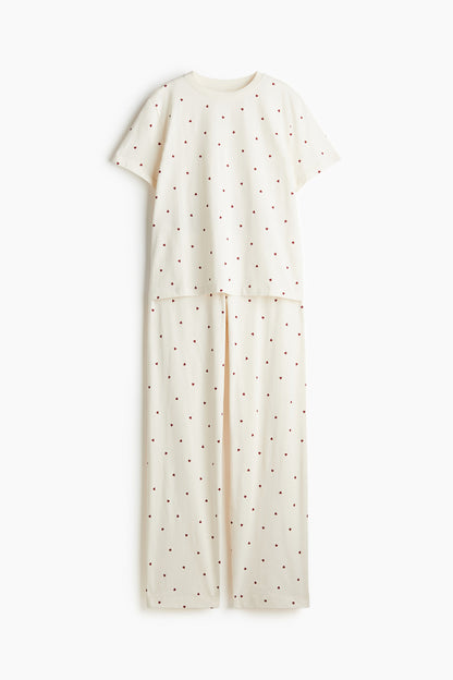 Jersey pyjamas - Cream/Hearts - Ladies | H&M IN
